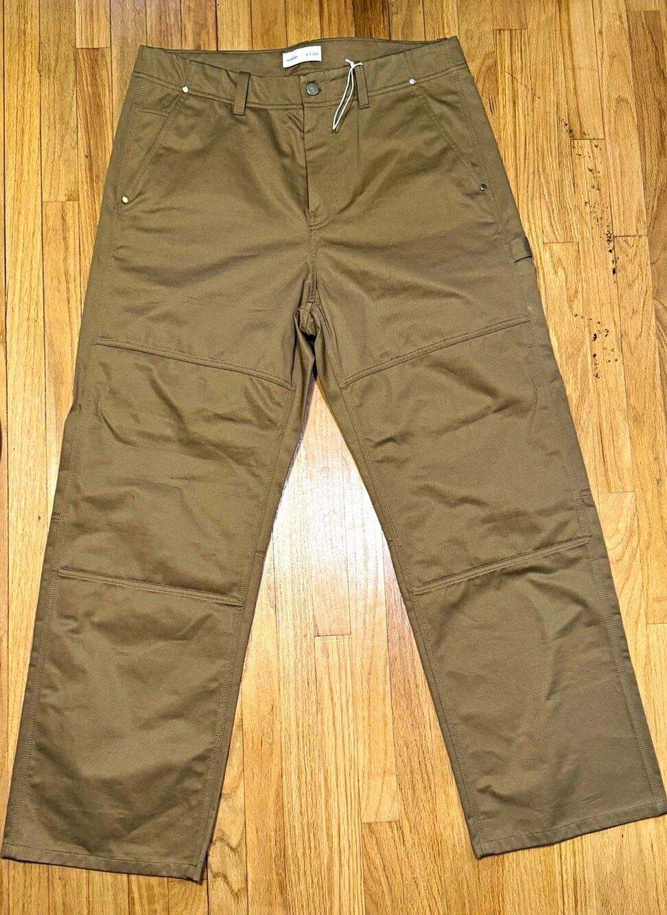 H&M Atelier SS25 Double Knee Carpenter Pants Brown Workwear Wide Leg 36 NWOT
